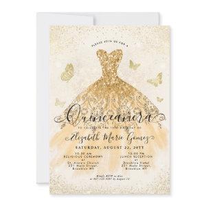 Modern Light Yellow Gold Glitter Gown Quinceanera