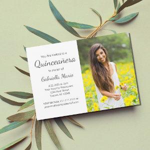 Modern Photo Quinceañera Elegant Gray Typography