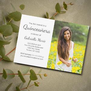 Modern Photo Quinceañera Gray Typography  Postcard