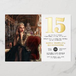 Modern Princess Photo Quinceañera Birthday Gold Foil