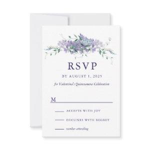 Modern Purple Floral Quinceanera RSVP
