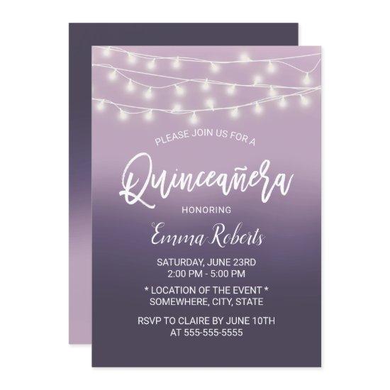 Modern Purple Ombre Quinceanera 15 Birthday