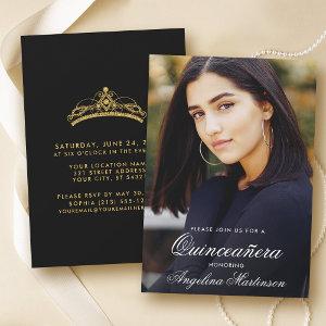 Modern Quinceanera Photo Gold and Black