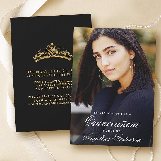 Modern Quinceanera Photo Gold and Black