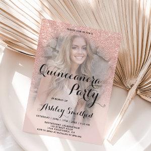 Modern rose gold glitter ombre photo Quinceañera