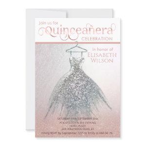 Modern rose gold glittery ombre dress Quinceañera