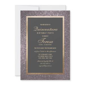 Modern Silver Glitter Thick Border Quinceañera