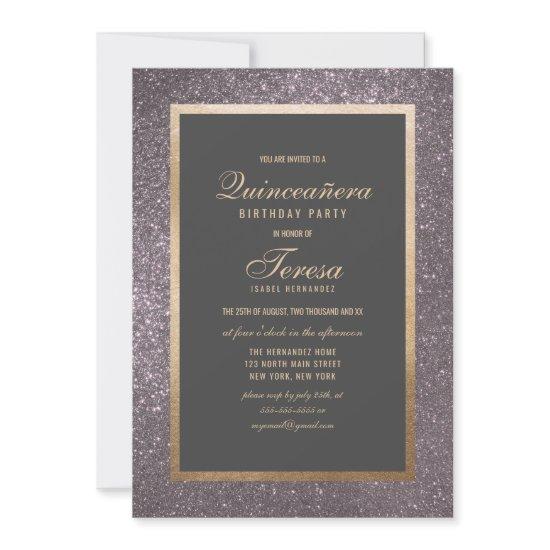 Modern Silver Glitter Thick Border Quinceañera