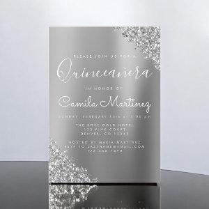 Modern Silver Quinceanera Glitter Party