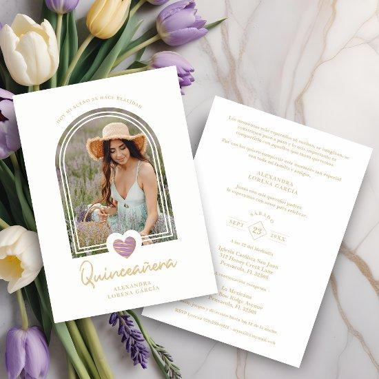 Modern Spanish Arch Lavender Heart Quinceañera