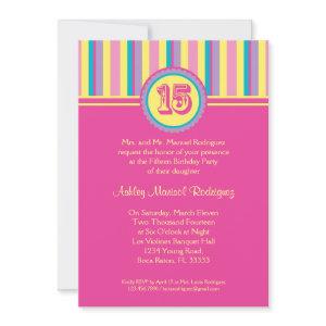 Modern Stripes 15 Birthday Quinceañera