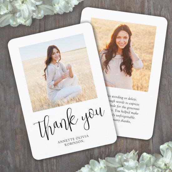 Modern Trendy Script 2 Photo Simple Thank You