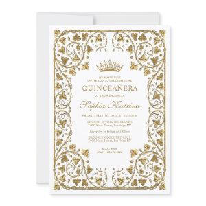 Modern Vintage White Gold Frame Tiara Quinceanera