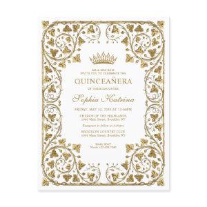 Modern Vintage White Gold Frame Tiara Quinceanera  Postcard