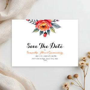 Modern Watercolor Floral 15th birthday Quinceanera Save The Date