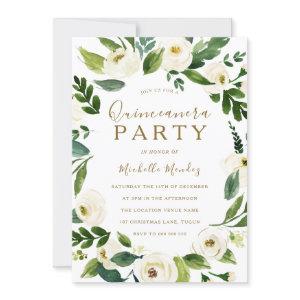 Modern White Floral Wreath Quinceanera Party