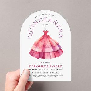 Modern White Pink Quince Princess Dress Watercolor Acrylic