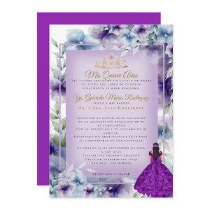 Modernos Flores Moradas Quinceañera