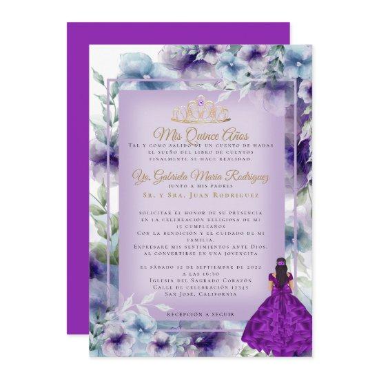 Modernos Flores Moradas Quinceañera