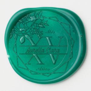 Monogram Geometric Floral Quinceanera Mis XV 15 Wax Seal Sticker