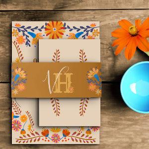 Monogrammed Earthy Boho Mexican Floral  Belly Band
