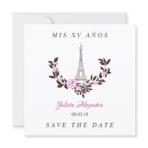 My Fifteen Years Floral Paris Rosa Español Thank You Card