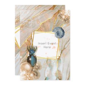 Nautical shell squid marble gold geometric frame
