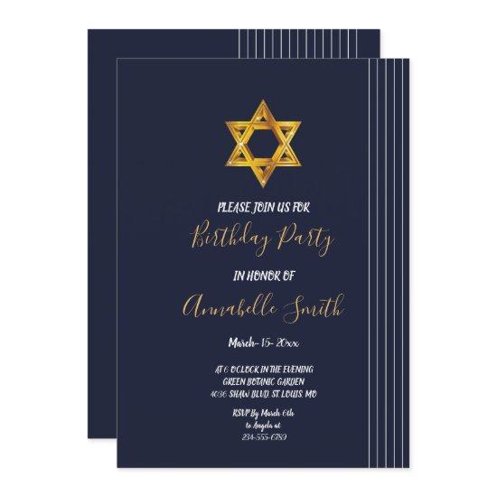 Navy and Golden Star of David Birthday Party