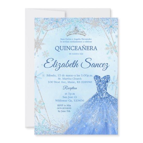 Navy Blue and Silver Winter Quinceanera