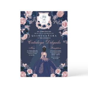 Navy Blue & Blush Pink Princess Castle Quinceañera