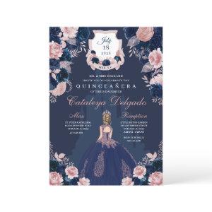 Navy Blue & Blush Pink Princess Castle Quinceañera