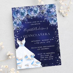 Navy blue dress florals Quinceanera