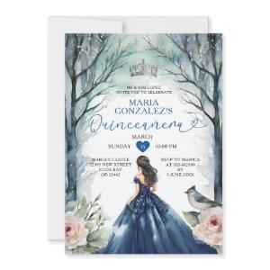 Navy Blue Dress Winter Floral Forest Quinceañera
