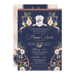 Navy Blue Elegant Baroque Charra Quinceanera
