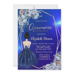 Navy Blue Glitter Dress,Chic Blue Flowers