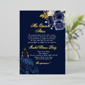 Navy blue gold foil quinceañera foil