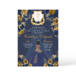 Navy Blue & Gold Princess Castle Quinceañera