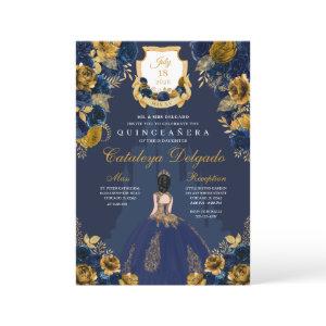 Navy Blue & Gold Princess Castle Quinceañera