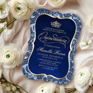 Navy Blue Gold Quinceañera