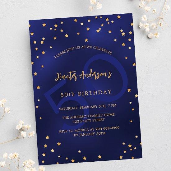 Navy blue gold stars birthday party