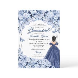 Navy Blue Lush Roses Princess Quinceañera