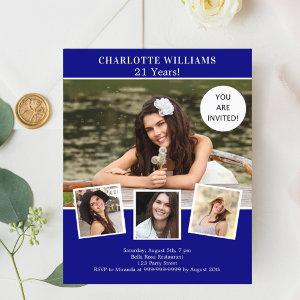 Navy blue photo collage birthday