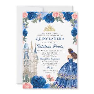 Navy Blue Pink Gold Tiara Princess Quinceañera