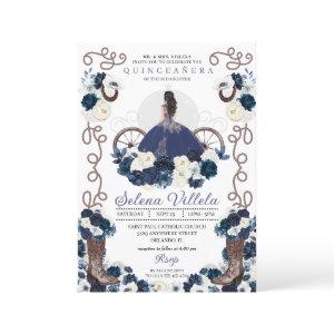 Navy Blue Princess Dress & Boots Quinceañera