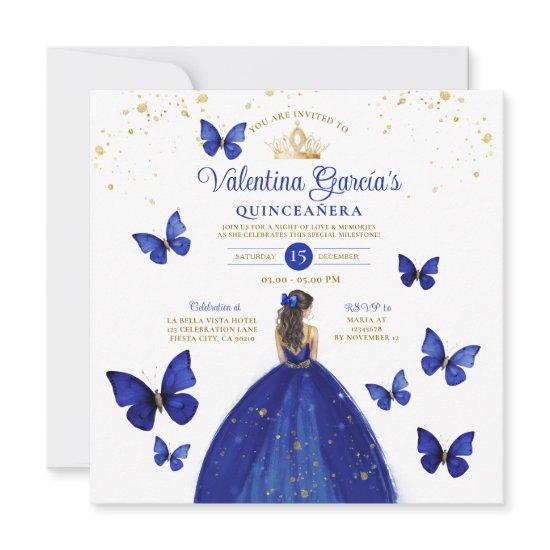 Navy Blue Quinceañera 15 Anos Butterfly Birthday