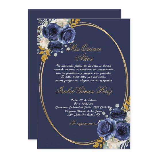 Navy blue Quinceanera  in Spanish