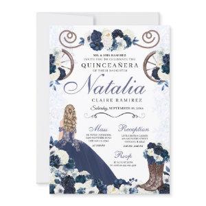 Navy Blue Ranchero Princess Dress Quinceanera