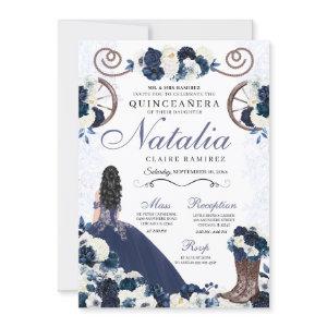 Navy Blue Ranchero Princess Dress Quinceanera