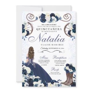 Navy Blue Ranchero Princess Dress Quinceanera