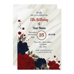 navy blue & red floral birthday party